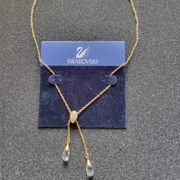 SWAROVSKI Gold-tone Crystal Jewelry Set (Necklace + Earrings) *EXCELLENT COND.* - Picture 2 of 7